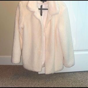 Size M white faux fur coat